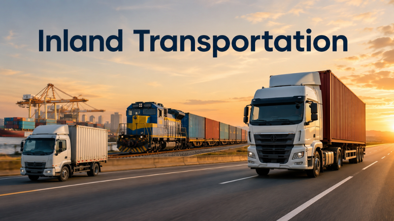 Inland Transportation — Container truck on highway